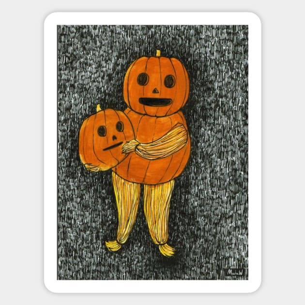 Pumpkin Person Sticker by MaiaAlexandraW